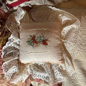 Embroidered butterfly pillow